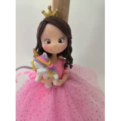 DECORACION CREATIVA - Lampara Niña Infantil Velador Princesa Rosada