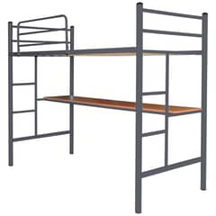 FUTONES Y MUEBLES - Cama Alta 1 Plaza Con Escritorio.
