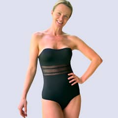 ST EVEN - Traje Baño Control De Abdomen Negro Tirantes removibles