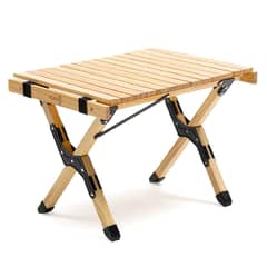 KANO - Mesa Plegable de Madera Clara Para Camping Natural