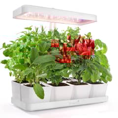 GROWLED - NATURA Huerto urbano indoor con LUZ y 8 macetas para planta interior