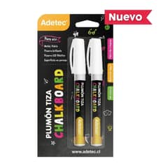 ADETEC - Plumón Tiza Blanco 2 Unidades - 742