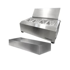 VERSATILE - Salsera 4 estaciones con bandeja frio inox