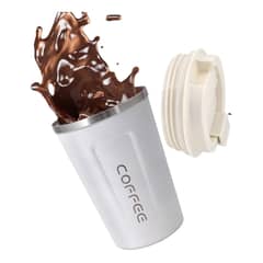 AIZO - Blanco Vaso Termico Portátil de doble capa de acero inoxidable café
