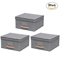 CARRY ALL - Pack 3 Caja Organizadora Plegable De Tela Closet Ropa Varios Acces.