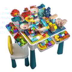 CRUSEC - Juguete Juego Infantil Con Legos Cajas Mesa Y Silla