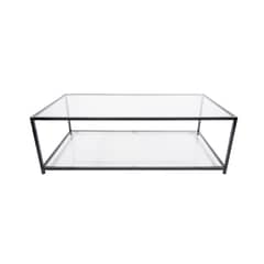 GENERICO - MESA DE CENTRO RECTANGULAR 100 NEGRA TIENDAKALLFU DOS NIVELES GLASS