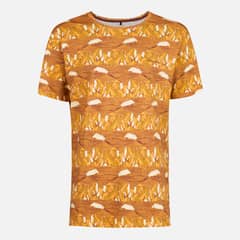 HAKA HONU - Polera Hombre Taitao Print Mostaza