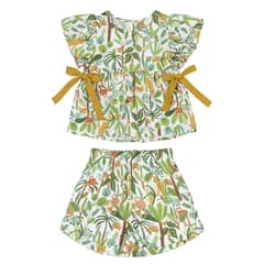 UP BABY - Conjunto Safari Blusa y Shorts Multicolor Verde