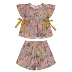 UP BABY - Conjunto Safari Blusa y Shorts Multicolor Rosado
