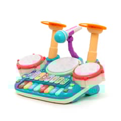 MUNDO ONLINE - Batería Juguete Musical Piano para Niños 5 En 1 Micrófono