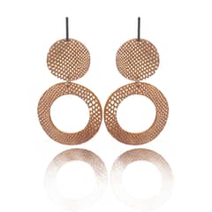 JARDIN DEL ESTE - Aros mujer cuero argollas cascabel cobre Jardín del Este.