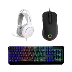 NIBIO - Kit Teclado K200 + Mouse Rule + Audífonos Zigma Blanco