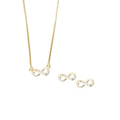 JOYAS MONTERO - Collar + Aros Conjunto Infinita Gold Con Micro Circones