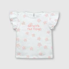 COLLOKY - Polera de bebé niña estampada blanca (3 a 36 meses)._