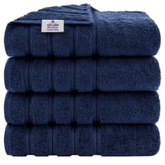 AMERICAN SOFT LINEN - Set de 4 Toallas Edison 100% Algodón Turco Navy Blue