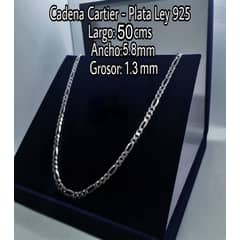 GENERICO - Cadena Hombre Plata Ley 925 – 50 cm 5,8 mm Ancho Grosor 1,3mm.