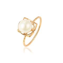 LUXURYJOYAS - Anillo Elegante Con Perla De Rio Toque De Oro 18kt