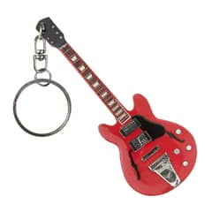 DECO MUSIC - Llavero de guitarra en miniatura de madera 355 roja