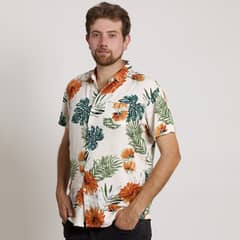 MUST - CAMISA HOMBRE MANGA CORTA HAWAIANA BEIGE