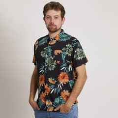 MUST - CAMISA HOMBRE MANGA CORTA HAWAIANA NEGRA