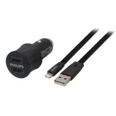 PHILIPS - Cable Lightning + Cargador de Auto USB