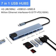 GENERICO - Hub Adaptador Usb Tipo C 7 en 1 para MacBook y Windows