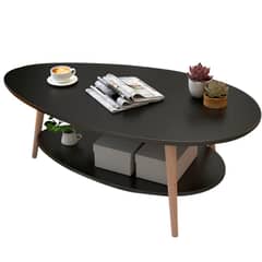 DETODOYMAS - Mesa de Centro Ovoide dos Niveles 90x50x42cm - Negro