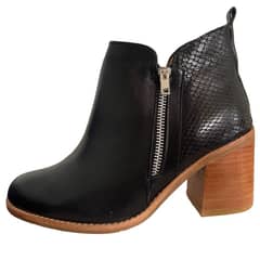 TACONES FABEL - Botín Mujer Cuero Negro Modelo Pascal