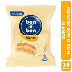 ARCOR - Alfajor Bon O Bon Chocolate Blanco (Pack Con 10 Unidades)