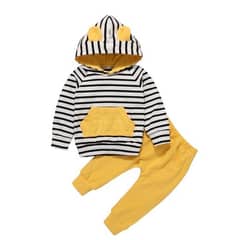 ANGO - Conjunto Bebé Poleron Pantalón Rayas Amarillo