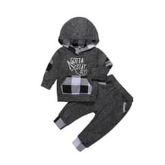ANGO - Conjunto Bebé Poleron Pantalón GRIS Cuadrille