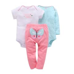 CARTERBELL - Pack 3 Prenda Conjunto Mariposa Infantil 100% Algodón