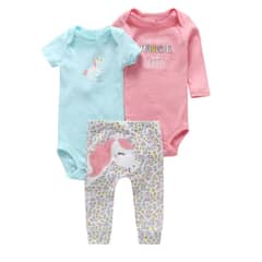 CARTERBELL - Pack 3 Prenda Conjunto Unicornio Infantil 100% Algodón