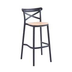 KLIK - Taburete Crossback Danubio Piso de Bar o Terraza Exterior - Negro