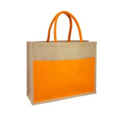 GENERICO - BOLSO PLAYERO DE YUTE BICOLOR NARANJA ECOFAMY
