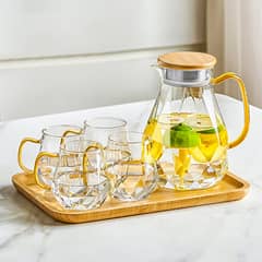 CHEFCHOICE - Juego Jarra De Té + 4 Tazas De Cristal Increíble