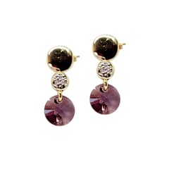 JOYAS MONTERO - Aros Punto De Luz Gold Cristal Genuino Antique Pink
