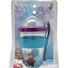 DISNEY - Vaso con Tapa Cuchara para Yogurt y Cereal Frozen