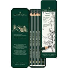 FABER-CASTELL - Estuche de metal con 5 lápices Castell 9000 Jumbo
