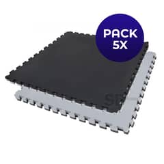 SDFIT - Pack 5x Tatami 2,5 cm grosor - 100 x 100 cm - Negro / Gris