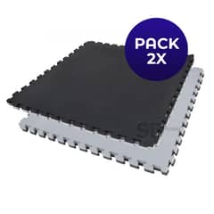 SDFIT - Pack 2x Tatami 3,0 cm grosor - 100 x 100 cm - Negro / Gris