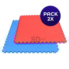 SDFIT - Pack 2x Tatami 2 cm grosor - 100 x 100 cm - Rojo / Azul