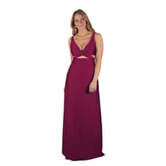 MARIA PASKARO - Vestido Largo Algarve Cherry Lycra Dupont - Burdeos
