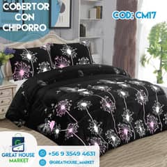 01 AUDIO - Cobertores plush con Chiporro 2 Plazas Negro de Diente de León