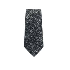 PHILIPPE SALVET - Corbata Negra Flor Blanca Microfibra 7 Cm