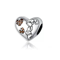 SILVER HEART - Charm Corazón Mamá Embarazada en Plata Fina 925