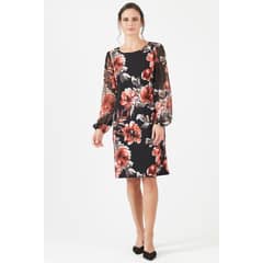 PRIVILEGE - Vestido negro estampado