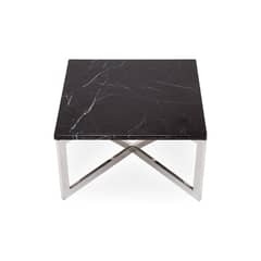 MEYA MUEBLES - Mesa Lateral Yantai de acero y marmol 17x50x50