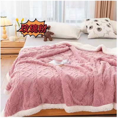 Imagen 2 del producto Frazada de Polar y Sherpa - Manta termica con Chiporro 2 plazas Rosa